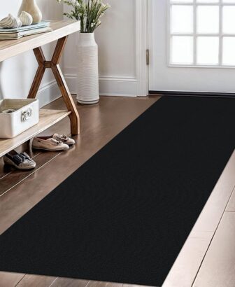 KOZYFLY 2x6 Runner Carpet, Washable Non Slip Entryway Hallway Rug, Black | Braided cotton carpet runner with rubber backing for kitchens, hallways, entryways, bedrooms and high-traffic indoor floors